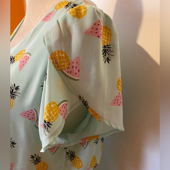 Peach Love California Pineapple Print Dress - Mint - Picture 3 of 6